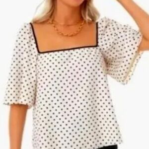 Tuckernuck Stella Ivory Polka Dot Blouse - Size Medium - Like New!!